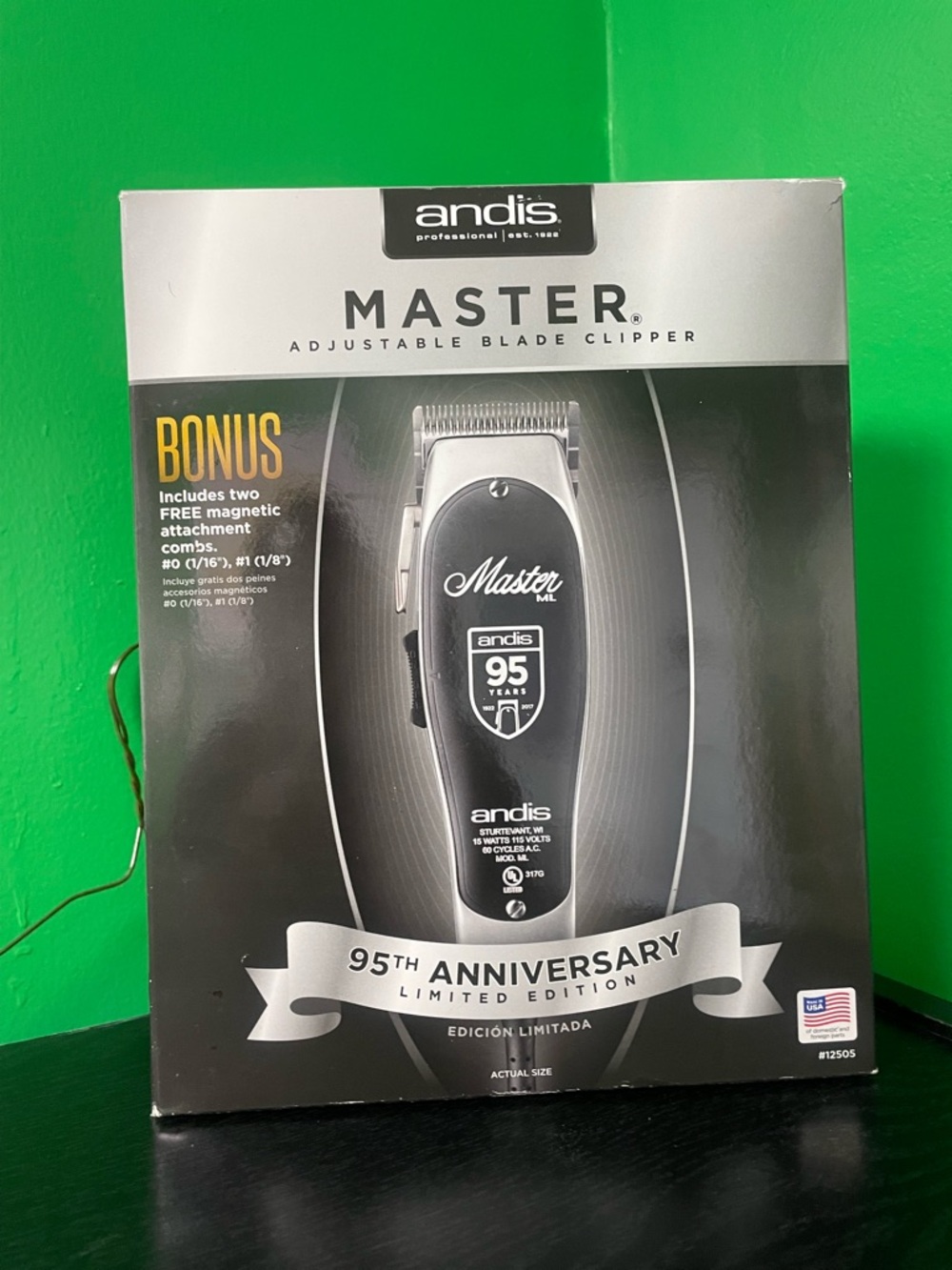 Andis Master Adjustable Blade Clipper - Black & White 95th ANNIVERSARY LE